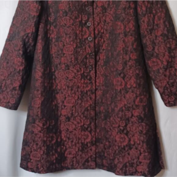 LAURA ASHLEY Petite Ruby Luster/Black Button Front Jacket. Size L - Picture 3 of 11